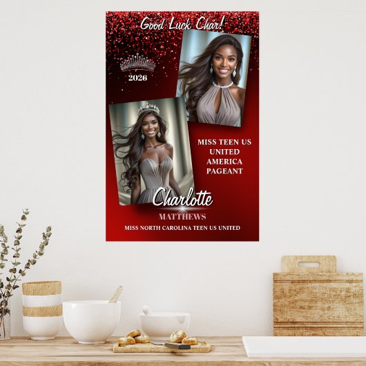 Ruby Glimmer Pageant Titleholder Door Banner Poster (Keuken)