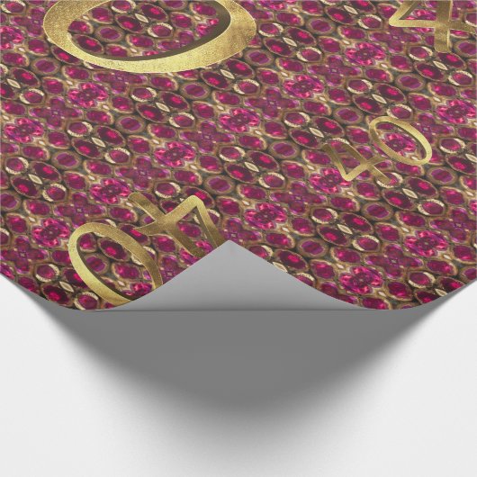 Ruby Gold Gemstone Pattern Golden Number 40 Cadeaupapier (Hoek)