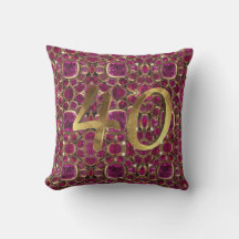 Ruby Gold Gemstone Pattern Golden Number 40