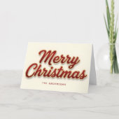 Ruby & Gold Retro Script Merry Christmas Feestdagen Kaart (Voorkant)