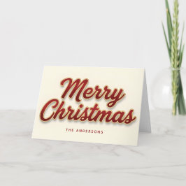 Ruby & Gold Retro Script Merry Christmas Feestdagen Kaart