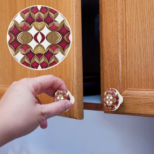 Ruby goud en wit keramische knop