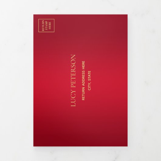 Ruby, gouden foto, QR-code 50e verrassingsverjaard Drieluik Uitnodiging (Cover)