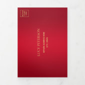 Ruby, Gouden Foto, QR Code 50ste bruiloft Jubileum Drieluik Uitnodiging (Cover)