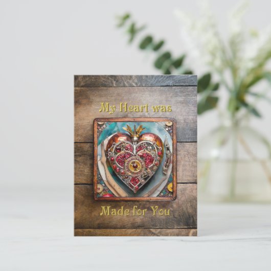 Ruby Granaatappel Hart Steampunk-serie Briefkaart (Staand voorkant)