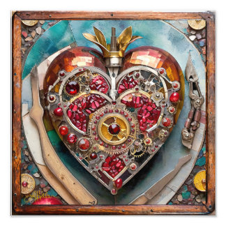Ruby Granaatappel Hart Steampunk Serie Foto Afdruk
