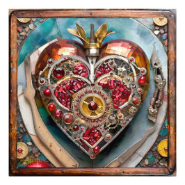 Ruby Granaatappel Hart Steampunk Serie Foto Afdruk