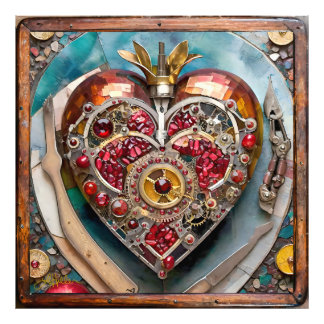 Ruby Granaatappel Hart Steampunk Serie Foto Afdruk