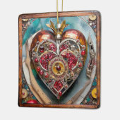 Ruby Granaatappel Hart Steampunk-serie Keramisch Ornament (Links)
