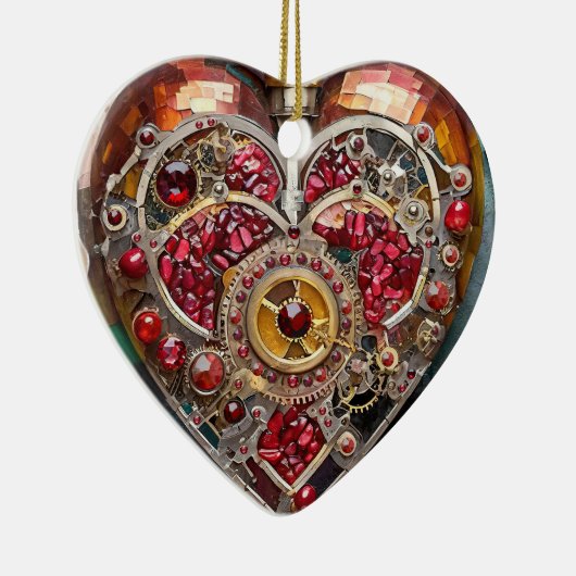 Ruby Granaatappel Hart Steampunk-serie Keramisch Ornament (Rechts)