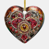 Ruby Granaatappel Hart Steampunk-serie Keramisch Ornament (Voorkant)