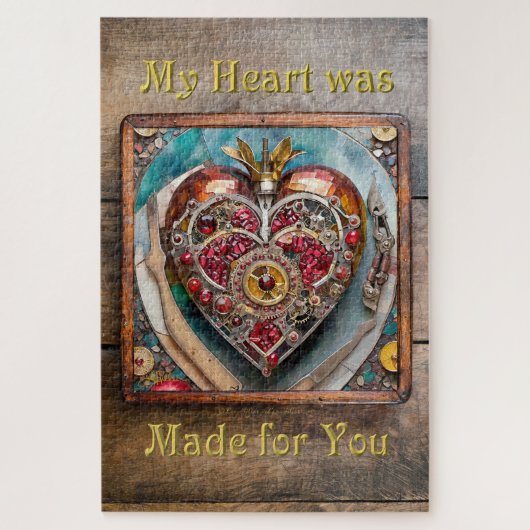 Ruby Granaatappel Hart Steampunk Serie Legpuzzel (Verticaal)