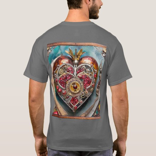Ruby Granaatappel Hart Steampunk-serie T-shirt (Achterkant)
