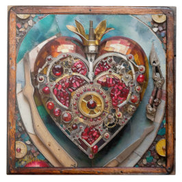 Ruby Granaatappel Hart Steampunk Serie Tegeltje