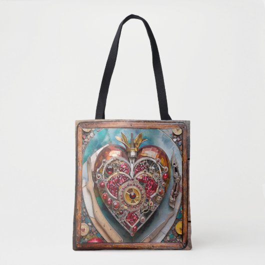 Ruby Granaatappel Hart Steampunk-serie Tote Bag (Voorkant)