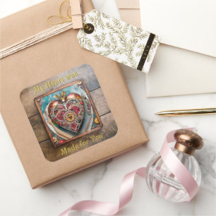 Ruby Granaatappel Hart Steampunk Serie Vierkante Sticker