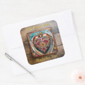 Ruby Granaatappel Hart Steampunk-serie Vierkante Sticker (Envelop)