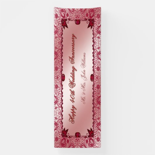 Ruby Happy 40th Wedding Jubileum Banner (Verticaal)