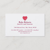 Ruby hart juwelen sieraden visitekaartje (Achterkant)