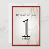 Ruby Heart 40th Jubileum Table Number Kaart (Achterkant)
