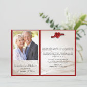 Ruby Heart 40th Wedding Jubileum Uitnodiging (Staand voorkant)