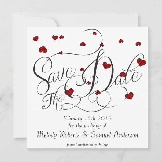 Ruby Heart Confetti Save the Date (Voorkant)
