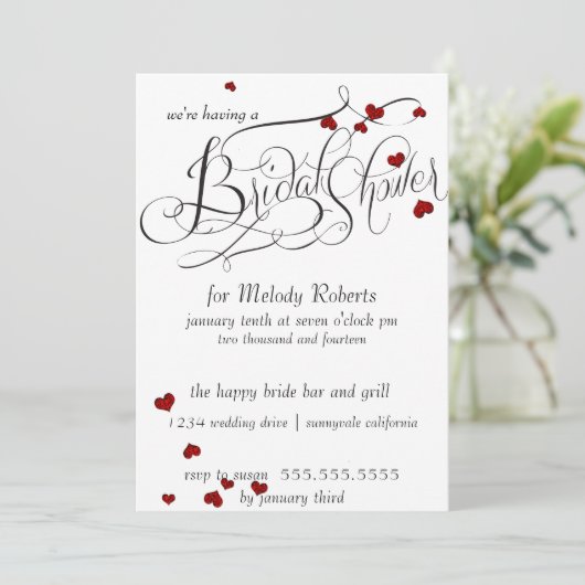 Ruby Heart Confetti Vrijgezellenfeest Kaart (Staand voorkant)