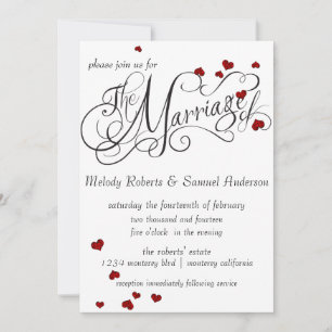 Ruby Heart Confetti Wedding Invitation Kaart