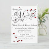Ruby Heart Confetti Wedding Invitation Kaart (Staand voorkant)