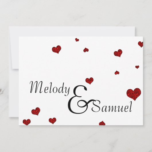 Ruby Heart Confetti Wedding Invitation Kaart (Achterkant)