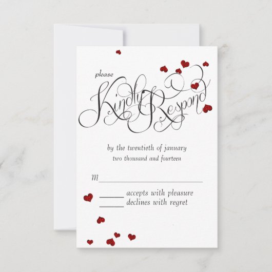 Ruby Heart Confetti Wedding RSVP (Voorkant)