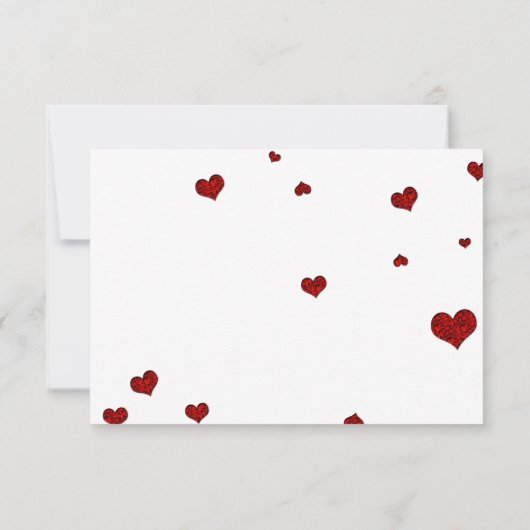 Ruby Heart Confetti Wedding RSVP (Achterkant)