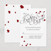 Ruby Heart Confetti Wedding RSVP Kaartje (Voorkant / Achterkant)