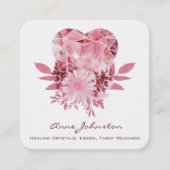 Ruby Heart en Flowers Square Visitekaartje (Voorkant)