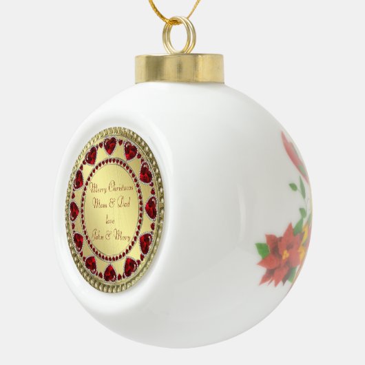 Ruby Heart Gold-keramisch Ornament (Rechts)