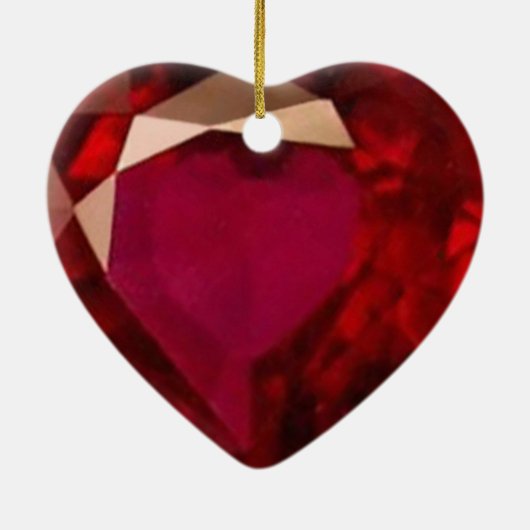 Ruby Heart Keramisch Ornament (Achterkant)