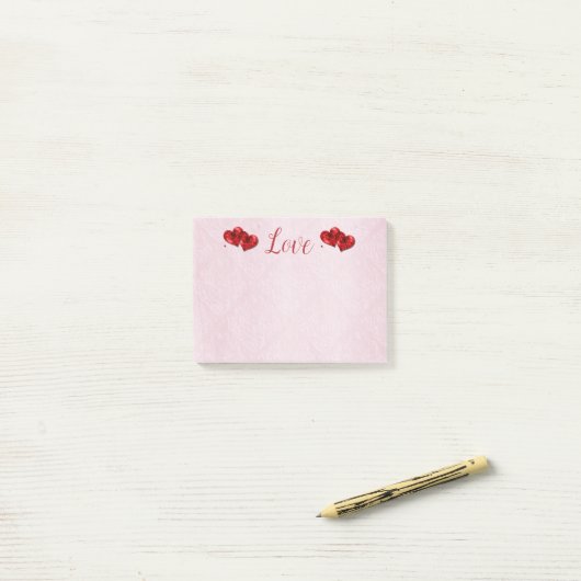 Ruby Hearts Love Post-It Notes (Op bureau)