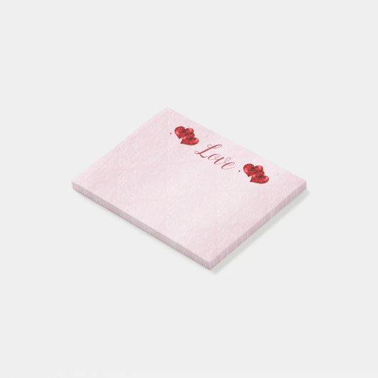 Ruby Hearts Love Post-It Notes (Schuin)
