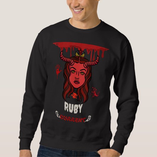 Ruby Huidige Retro Halloween Bloed Demon Design P Trui (Voorkant)
