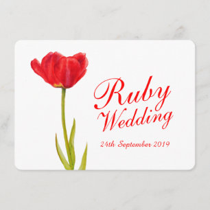 Ruby huwelijksfeest rode tulp kunst 40ste uitnodig kaart