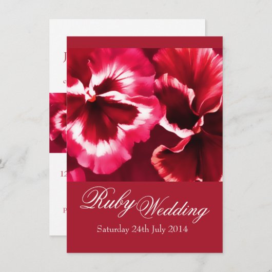 Ruby Huwelijksfeest Uitnodiging 40ste (Voorkant / Achterkant)