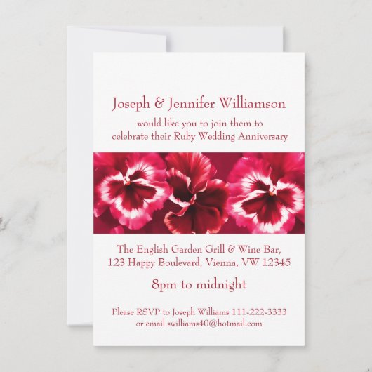 Ruby Huwelijksfeest Uitnodiging 40ste (Achterkant)