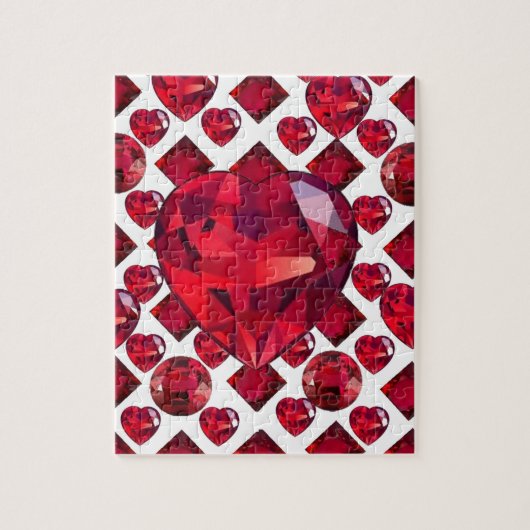 RUBY JEWELED VALENTIJN HEARTS JEWELED DESIGN LEGPUZZEL (Verticaal)