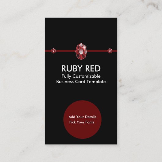 Ruby Jewelry - Red Ruby Rhinestone Logo Visitekaartje (Voorkant)