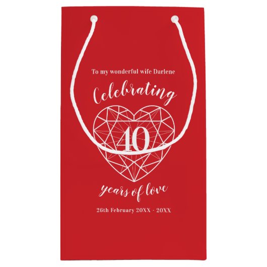 Ruby Jubileum 40 jaar liefde vrouw geschenktas Klein Cadeauzakje (Achterkant)