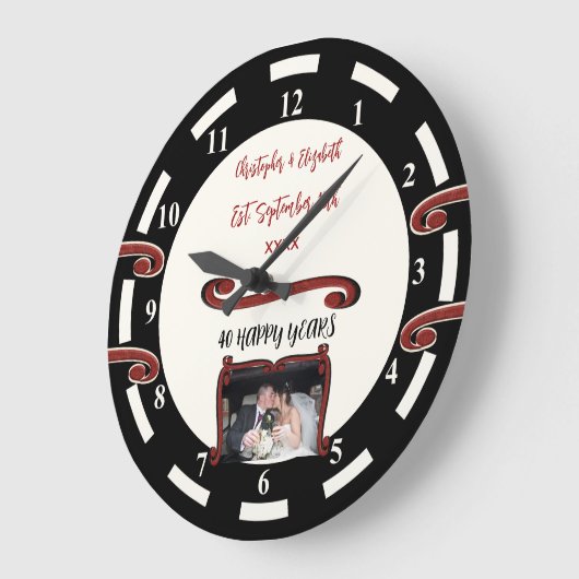 Ruby jubileum 40 jaar voeg namen foto zwart grote klok (Hoek)