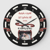 Ruby jubileum 40 jaar voeg namen foto zwart grote klok (Voorkant)