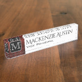 Ruby Kantoor | Custom Scarlet Granaat Crimson Red  Naambordje (Zijkant)