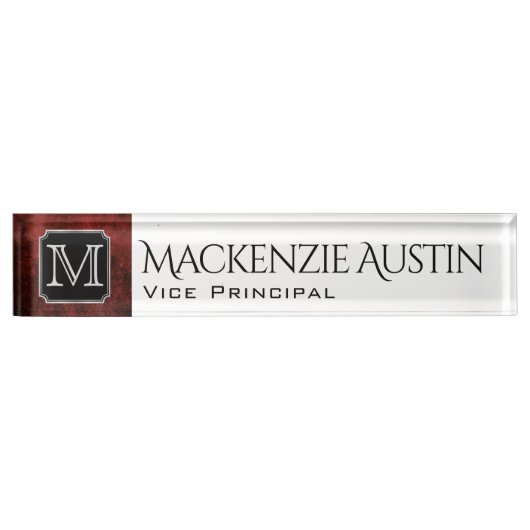 Ruby Kantoor | Custom Scarlet Granaat Crimson Red  Naambordje (Voorkant)