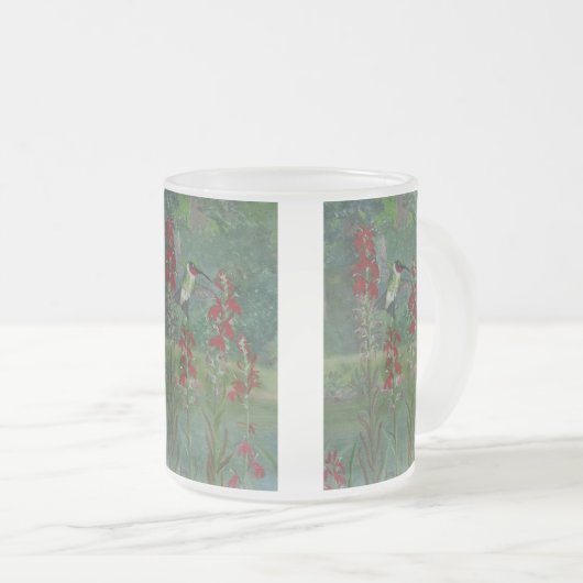 Ruby-keel en kardinaalventilator matglas koffiemok (Voorkant rechts)